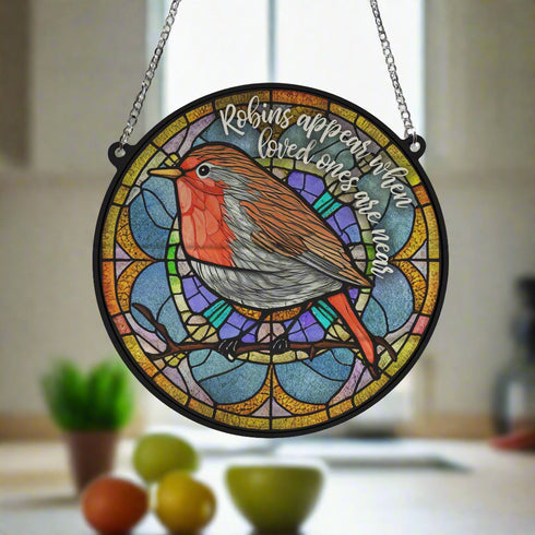 Robin Appear Stained Glass Effect Suncatcher